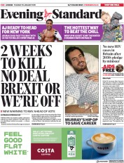 London Evening Standard (UK) Newspaper Front Page for 30 January 2019