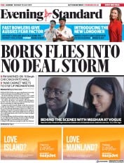 London Evening Standard (UK) Newspaper Front Page for 30 July 2019