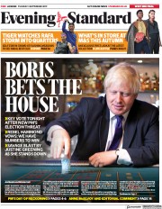 London Evening Standard (UK) Newspaper Front Page for 4 September 2019