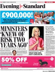 London Evening Standard (UK) Newspaper Front Page for 5 February 2020