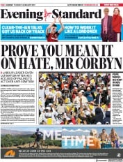 London Evening Standard (UK) Newspaper Front Page for 6 February 2019
