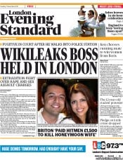 London Evening Standard (UK) Newspaper Front Page for 7 December 2010