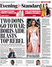 London Evening Standard (UK) Newspaper Front Page for 8 August 2019