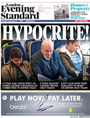 London Evening Standard (UK) Newspaper Front Page for 9 November 2017