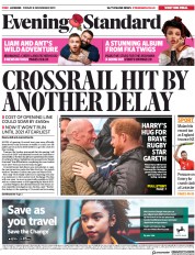 London Evening Standard (UK) Newspaper Front Page for 9 November 2019