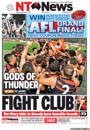 NT News (Australia) Newspaper Front Page for 19 September 2011