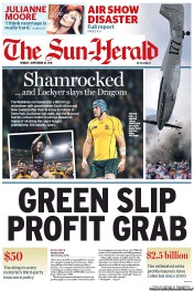 Sun Herald (Australia) Newspaper Front Page for 18 September 2011
