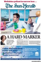 Sun Herald (Australia) Newspaper Front Page for 19 August 2012