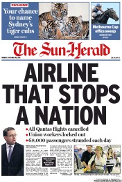 Sun Herald (Australia) Newspaper Front Page for 30 October 2011