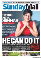 Sunday Mail (Australia) Newspaper Front Page for 20 November 2011