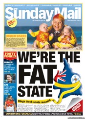 Sunday Mail (Australia) Newspaper Front Page for 23 September 2012