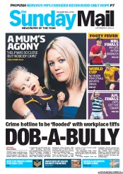 Sunday Mail (Australia) Newspaper Front Page for 25 September 2011