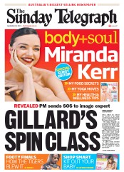 Sunday Telegraph (Australia) Newspaper Front Page for 18 September 2011