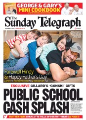 Sunday Telegraph (Australia) Newspaper Front Page for 2 September 2012