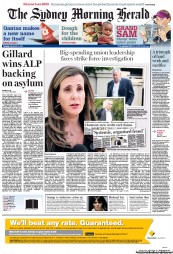 Sydney Morning Herald (Australia) Newspaper Front Page for 13 September 2011