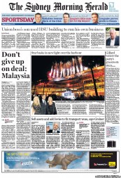 Sydney Morning Herald (Australia) Newspaper Front Page for 16 September 2011