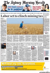 Sydney Morning Herald (Australia) Newspaper Front Page for 22 November 2011