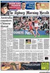 Sydney Morning Herald (Australia) Newspaper Front Page for 22 September 2012