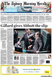 Sydney Morning Herald (Australia) Newspaper Front Page for 25 November 2011