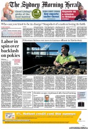 Sydney Morning Herald (Australia) Newspaper Front Page for 27 September 2011