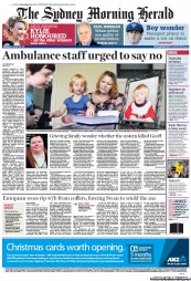 Sydney Morning Herald (Australia) Newspaper Front Page for 28 November 2011