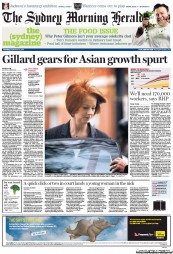 Sydney Morning Herald (Australia) Newspaper Front Page for 29 September 2011