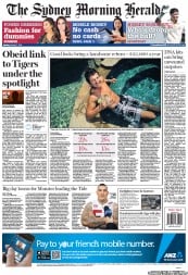 Sydney Morning Herald (Australia) Newspaper Front Page for 7 January 2013