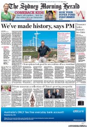 Sydney Morning Herald (Australia) Newspaper Front Page for 9 November 2011
