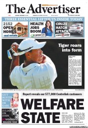 The Advertiser (Australia) Newspaper Front Page for 12 November 2011