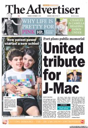 The Advertiser (Australia) Newspaper Front Page for 13 September 2012
