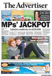 The Advertiser (Australia) Newspaper Front Page for 1 October 2011