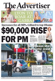 The Advertiser (Australia) Newspaper Front Page for 1 December 2011