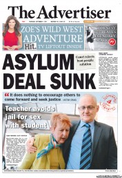 The Advertiser (Australia) Newspaper Front Page for 1 September 2011