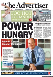 The Advertiser (Australia) Newspaper Front Page for 23 November 2011