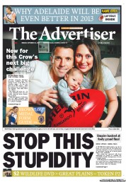 The Advertiser (Australia) Newspaper Front Page for 24 September 2012