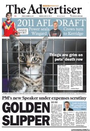 The Advertiser (Australia) Newspaper Front Page for 25 November 2011
