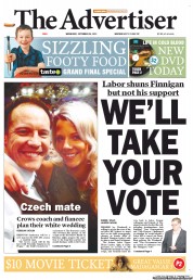 The Advertiser (Australia) Newspaper Front Page for 26 September 2012