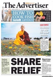 The Advertiser (Australia) Newspaper Front Page for 28 September 2011