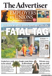 The Advertiser (Australia) Newspaper Front Page for 30 August 2011