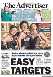 The Advertiser (Australia) Newspaper Front Page for 3 November 2011
