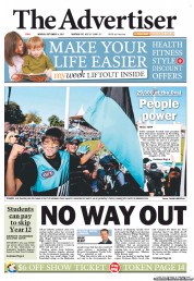 The Advertiser (Australia) Newspaper Front Page for 5 September 2011