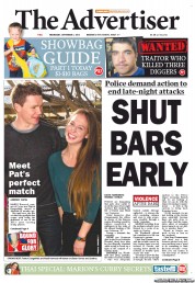 The Advertiser (Australia) Newspaper Front Page for 5 September 2012