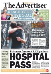 The Advertiser (Australia) Newspaper Front Page for 7 January 2013