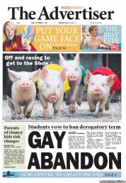 The Advertiser (Australia) Newspaper Front Page for 7 September 2012