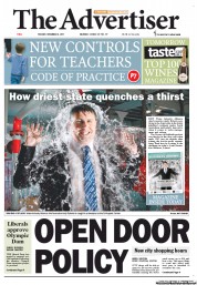 The Advertiser (Australia) Newspaper Front Page for 8 November 2011