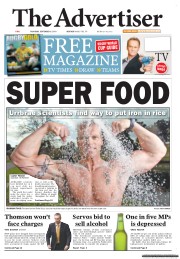The Advertiser (Australia) Newspaper Front Page for 8 September 2011