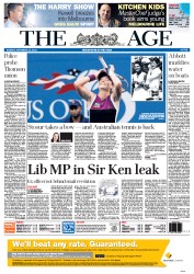 The Age (Australia) Newspaper Front Page for 13 September 2011