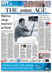The Age (Australia) Newspaper Front Page for 14 November 2011