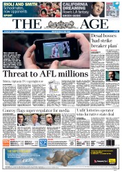 The Age (Australia) Newspaper Front Page for 15 September 2011
