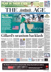 The Age (Australia) Newspaper Front Page for 16 November 2011